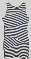 MICHAEL MICHAEL KORS Size 10 Black White Striped Zip Bodycon Dress Stretch