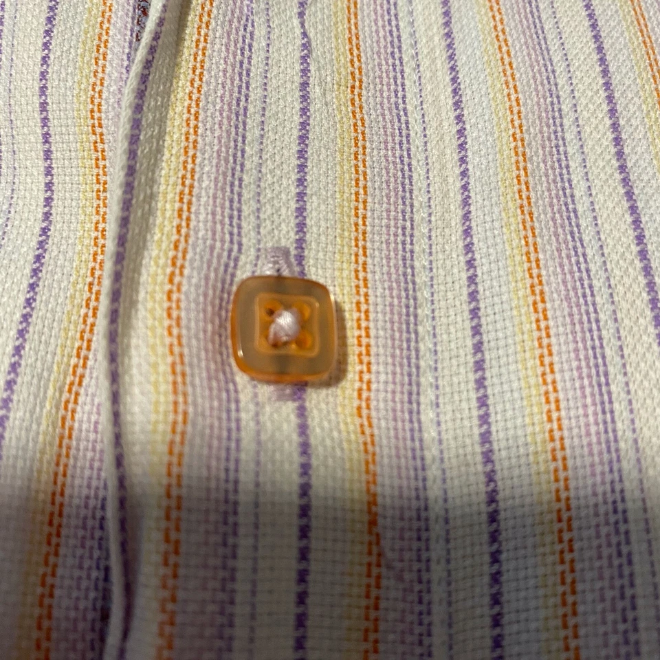 Camisa Luchiano Visconti Hombre Hombre Talla 16.5 Rayas Manga Larga Abotonada Usada en Excelente Condición Foto 3 de 4