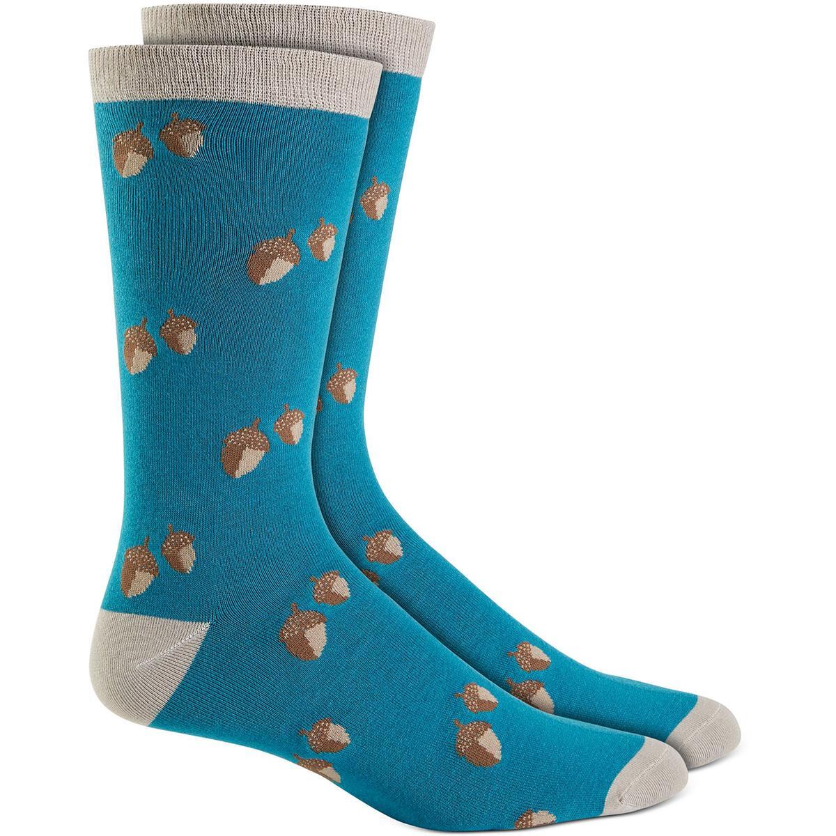 Club Room Mens Blue Printed Long Seamless Toe Crew Socks O/S BHFO 5645