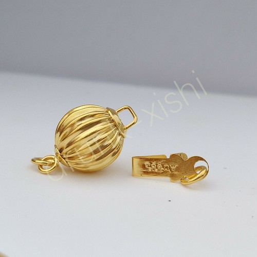 Collar de perlas convertidor redondo de 8 mm oro amarillo sólido 14 K con cierre de pulsera - Imagen 2 de 6