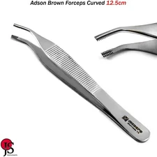 Adson Braun Brown Tissue Forceps Serrated Curved 12.5cm Surgical Instruments