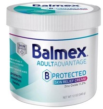 Balmex Adult Care Rash Cream Zinc Oxide 11.3 Soothe Protect Skin Gentle 12 oz