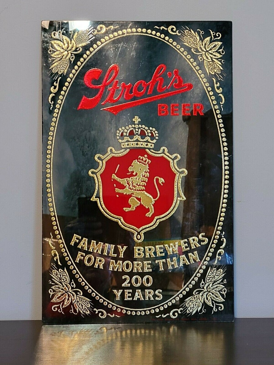 Vintage Stroh's Beer Family Brewers For More Than 200 Mirrored Bar