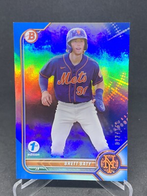2022 Bowman 1st Edition Brett Baty Prospect Blue Foil Parallel /150 Mets 73124