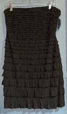 Express Strapless Dark Gray Lined All Ruffle Party Dress w Stretch Sz Large NWT