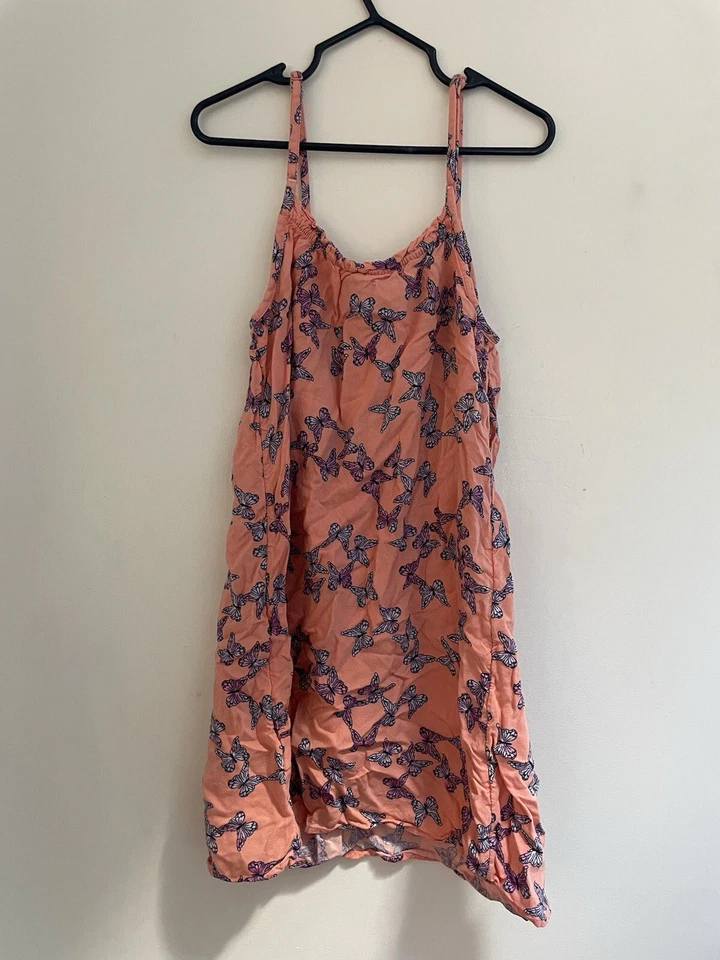 SO Kids Girls Allover Butterfly Print 100% Rayon Adjustable Tank Top Coral Small - Image 3 of 4