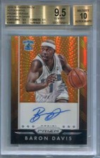 2015-16 Panini Prizm Autographs Orange 79 Baron Davis Auto 23/65 BGS 9.5 10