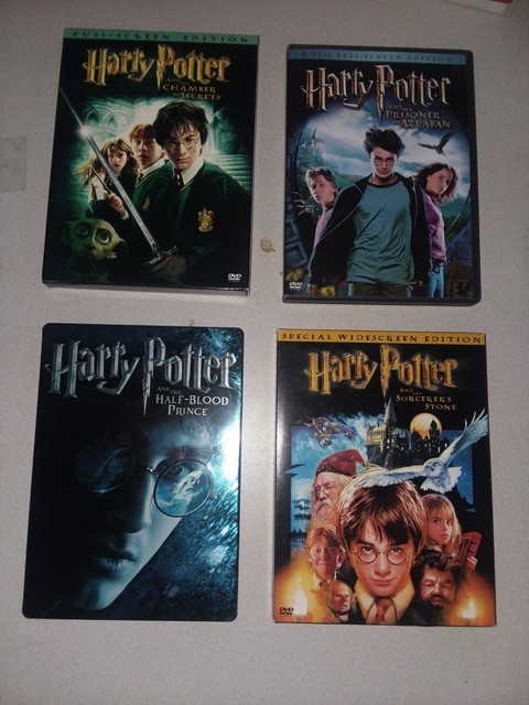 4 Harry Potter DVDs Sorcerer's Stone Prisoner Azkaban Half-Blood Prince