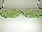 Nice Pair of Anchor Hocking Uranium Green Cameo Ballerina  7.25" Salad Bowls