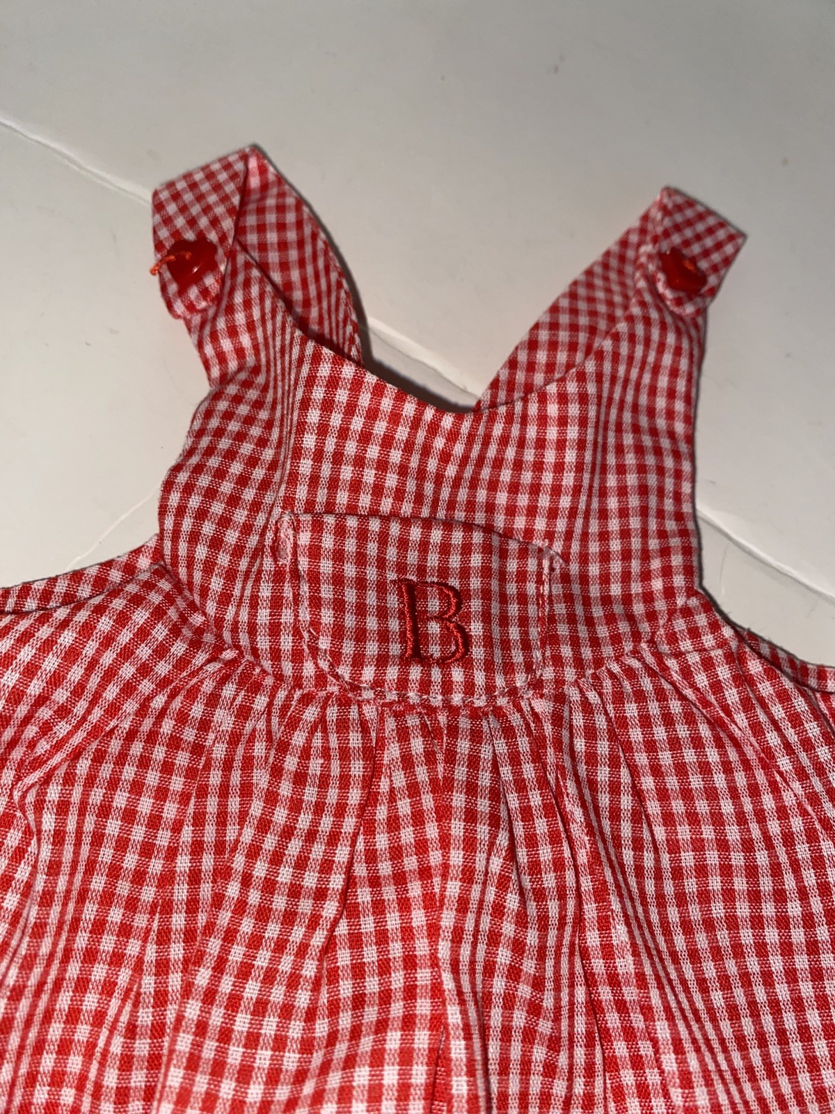 American Girl Bitty Baby Fun in the Sun Red Gingham Overalls jumpsuit