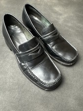 G.H. Bass Black Leather Penny Loafers Square Toe Classic Academic Preppy Sz 7M