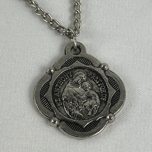 VETEMENTS Collana Sant'Antonio prega per noi pendenti su catena tono argento 20 pollici