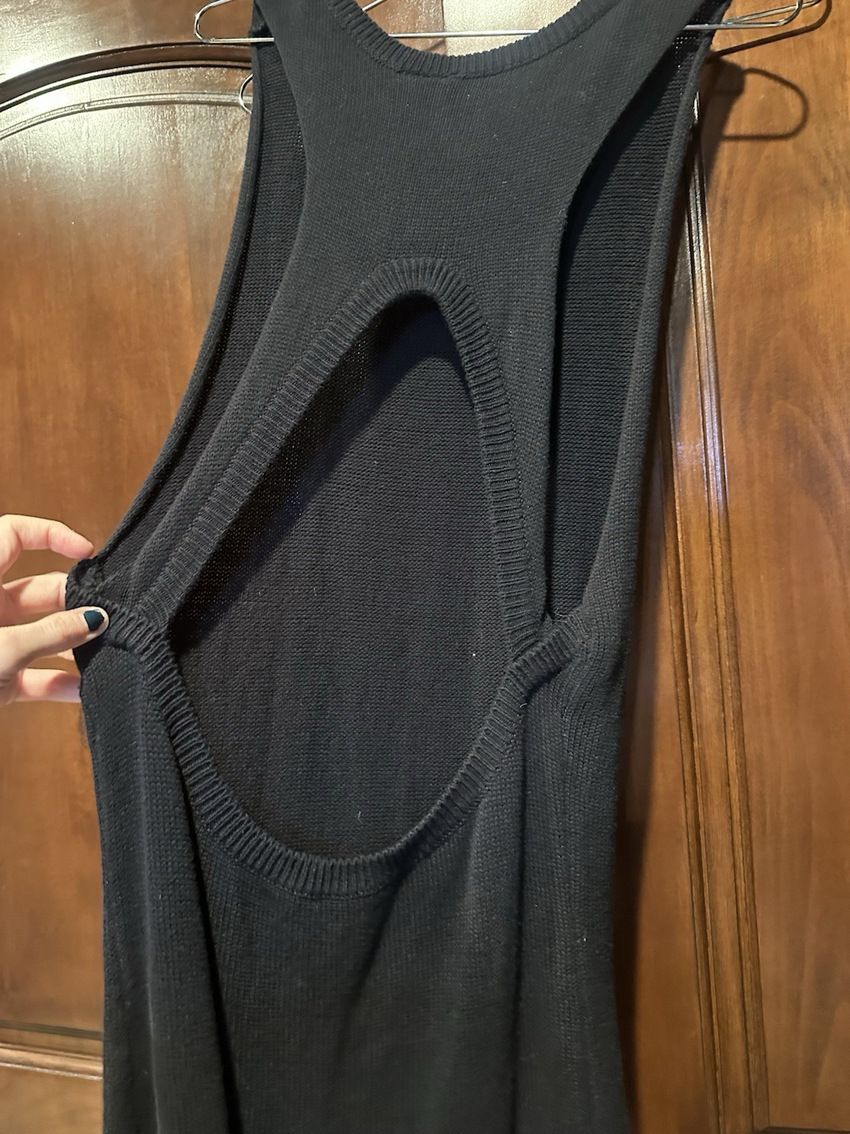 H&M Divided Black Knit Dress Festival Beach Coverup Boho New Gothic Club Sexy