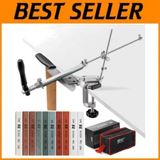 Professional Edge Sharpener - 10 Whetstones & Fixed-Angle Design for Precision