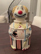 Vintage 1960s Hobo Circus Clown Ceramic Cookie Jar Grantcrest Handpainted Japan