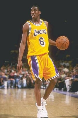Guard Eddie Jones Los Angeles Lakers dribbles the ball down the co- Old Photo 1