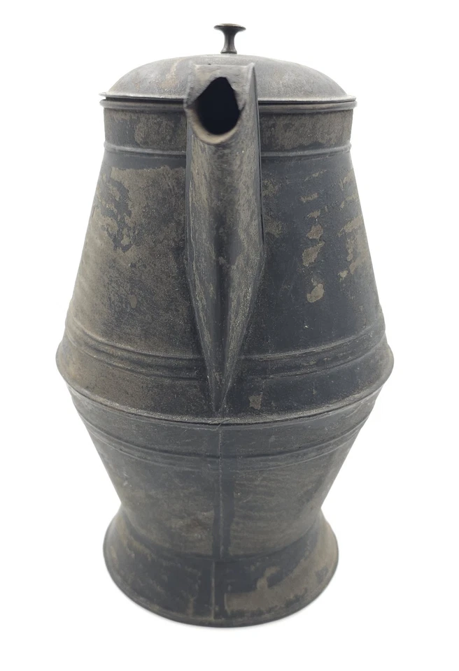 RARE 19TH CENTURY PENNSYLVANIA TIN TOLEWARE ORIGINAL COFFEE POT - Image 3 of 4