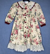 Vintage Girls NY Bonnie Jean Floral Victorian CottageCore Dress Sz 7 USA Cottage
