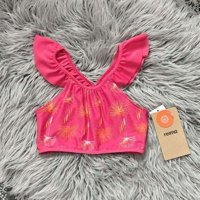 REIMA Girls Ruffled Berry Pink Caribou Bikini Top Size 8Y NEW
