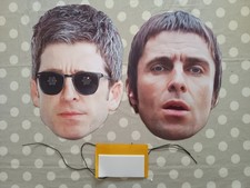 Noel And Liam Gallagher Cardboard Photo Face Masks, With Elastic And Fixing Pads