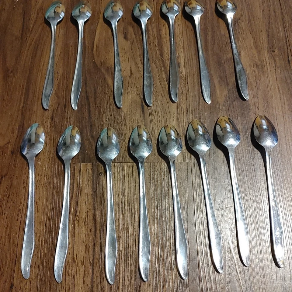 Lote de 15 cucharas de té helado de acero inoxidable vintage Mar-Crest Atomic Starburst MCM Foto 3 de 4