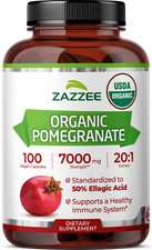 Zazzee USDA Organic Pomegranate 20:1 Extract, 7000bmg Strength, 50% Ellagic Acid