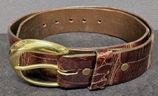 Geniune One Piece Brown Alligator Belt Size 30 And Solid Brass Buckle
