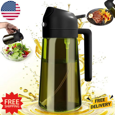 Oil Sprayer for Cooking, 2 in 1 Olive Oil Dispenser Bottle for Kitchen, 16Oz/470