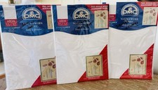 Lot of 3 DMC Aida Needlework Fabric 14 count Extra Large 20" x 30" White Blanc 