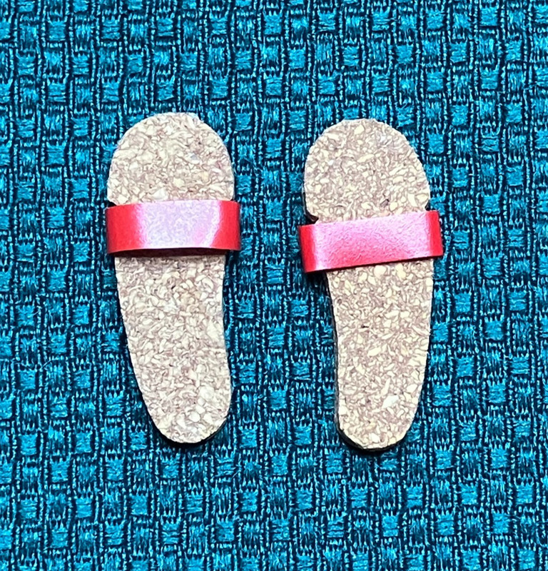 Vintage Barbie Ken Pair of Red Cork Sandals from Original Outfit