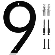 5 Inch Acrylic Modern House Number 9 Black Frosted Matte Numbers Acrylic Mode...