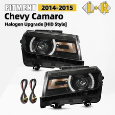 Upgrade Halogen Headlights For 2014 2015 Chevy Camaro with Bulbs Left+Right Pair