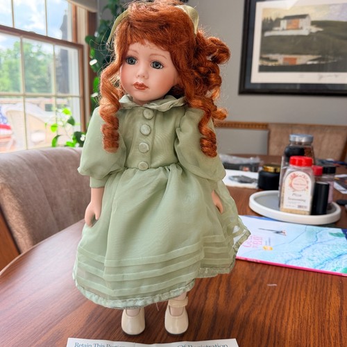 Seymour Mann Porcelain Doll 17” Gorgeous Red Hair Blue Eyes