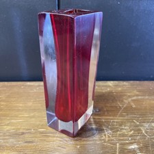 Red and Orange Sommerso Murano Glass Vase attributed to Flavio Poli, Italy, 1960