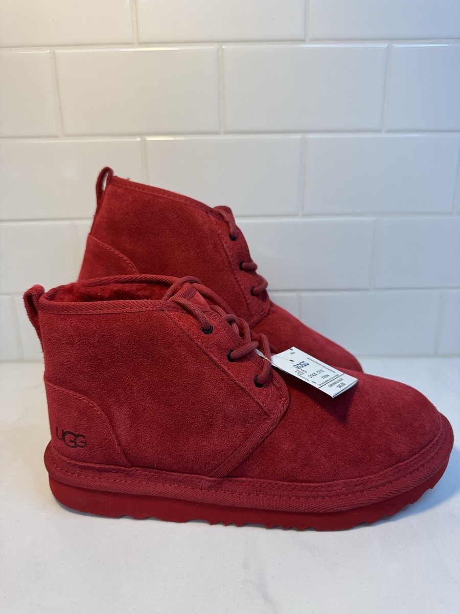 UGG Neumel Boots Red Suede Women's Size Lace-Up Sheepskin Lined