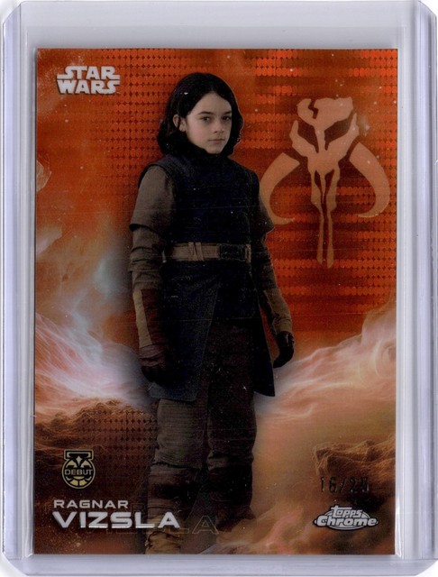 2025 Topps Chrome Star Wars Ragnar Vizsla Orange Pulsar Refractor /25