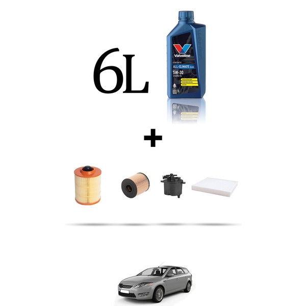 Hoffcar Wartungsset 4 Filter Und 6L ÖL FüR Ford Mondeo IV 2.2 Tdci 147Kw Ab 2-image