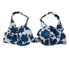NWOT Onia White Blue Floral Annalise Balconette Underwire Bikini Top Size L