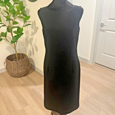 TALBOTS Vintage Sleeveless Classic Sheath Black Midi Dress Size 8 Career Preppy