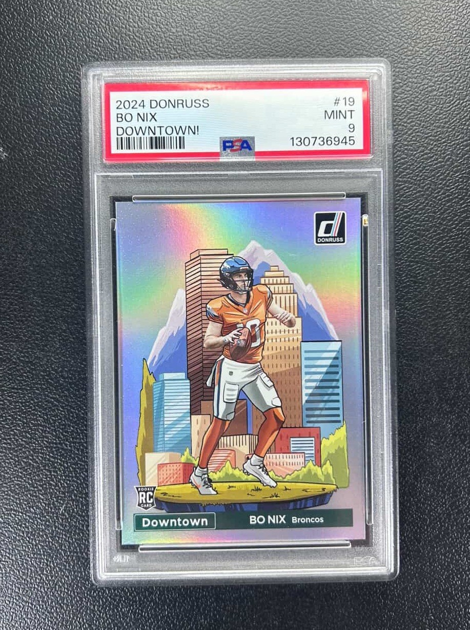 Bo Nix 2024 Donruss Downtown #19 Rookie Card PSA 9 Mint