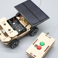 Solar Wireless Remote Control Car Model DIY Wooden Kid Electric Motor Build