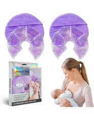 Aqua Peas Breast Pad Hot  Cold Therapy 2 Pack Reusable Pads w/Covers- Purple