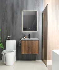 24" Wall Mount Bathroom Vanity Combo w/ Sink, Cabinet Towel Rack in Black