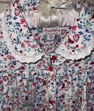 LANZ OF SALZBURG XSmall Cardinal BIRD PRINT Long FLANNEL Nightgown Side Pockets