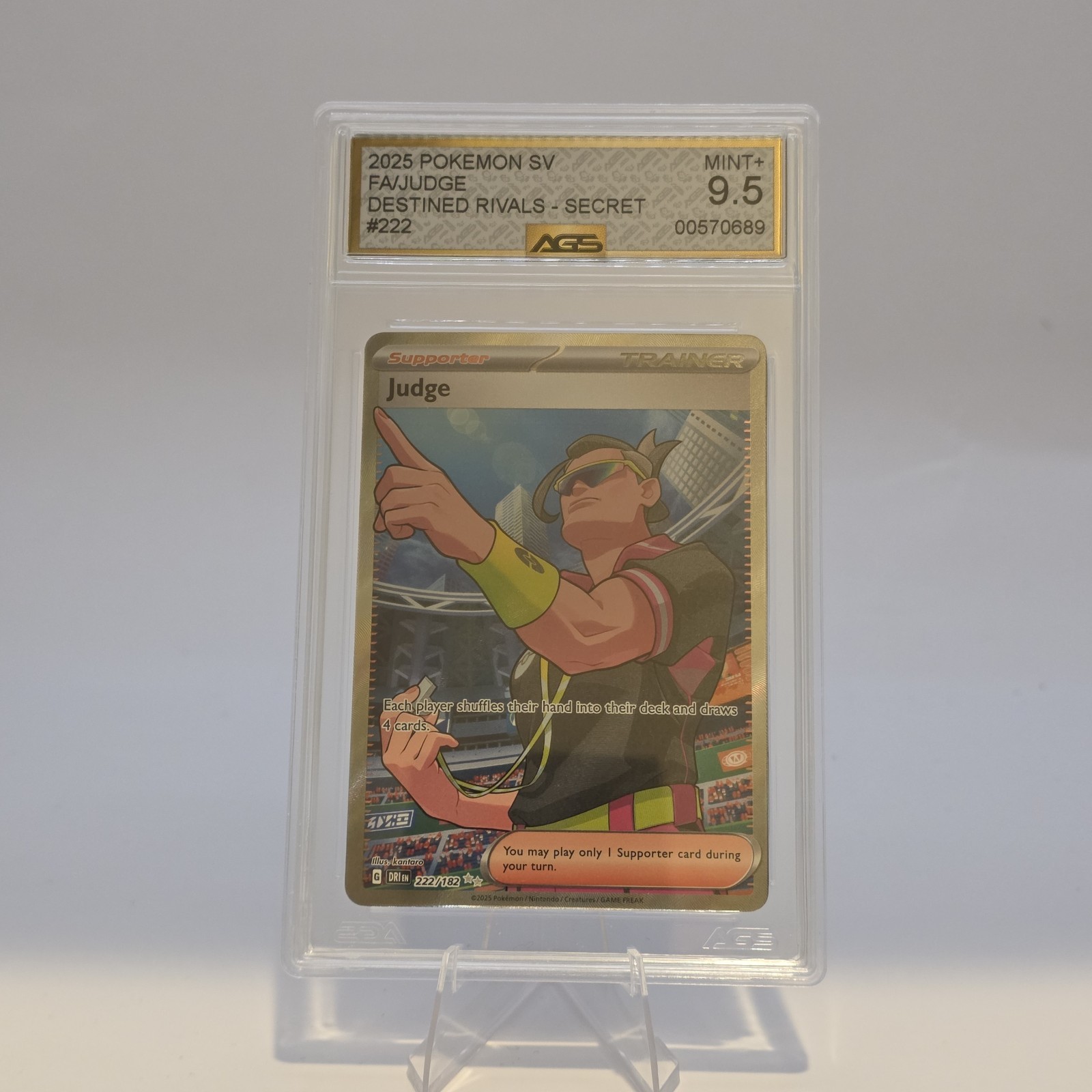2025 POKEMON DRI EN-DESTINED RIVALS ULTRA RARE #222 JUDGE AGS 9.5 MINT+