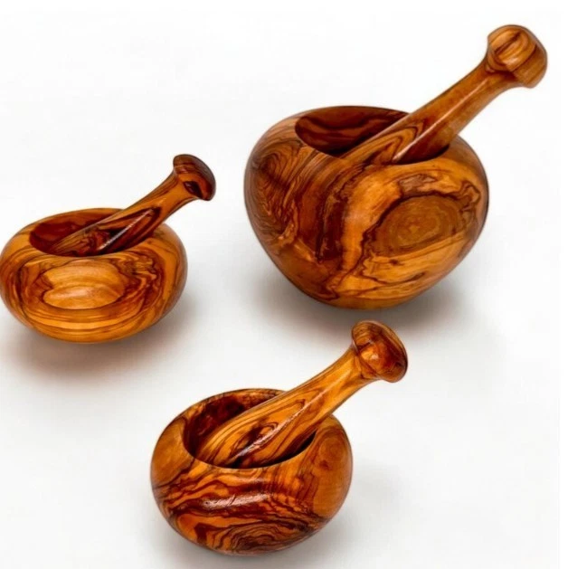 Olive Wood Mortar and Pestle | 10–14 cm Handmade Grinder | Natural Wooden Herb
Opens in a new window