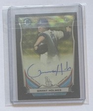 2014 BOWMAN CHROME DRAFT GRANT HOLMES RC BLACK WAVE REFRACTOR AUTO #12/15
