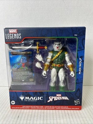 marvel legends mtg cards Man-Wolf Action Figure & Card including an interchangeable unmasked head New Marvel Legends Spider-man action