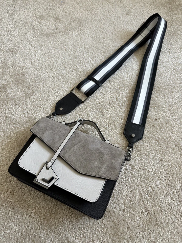 Bolso Bandolera Botkier Cobble Hill Bloques de Color Gamuza Top Gris Beige Negro Foto 2 de 4