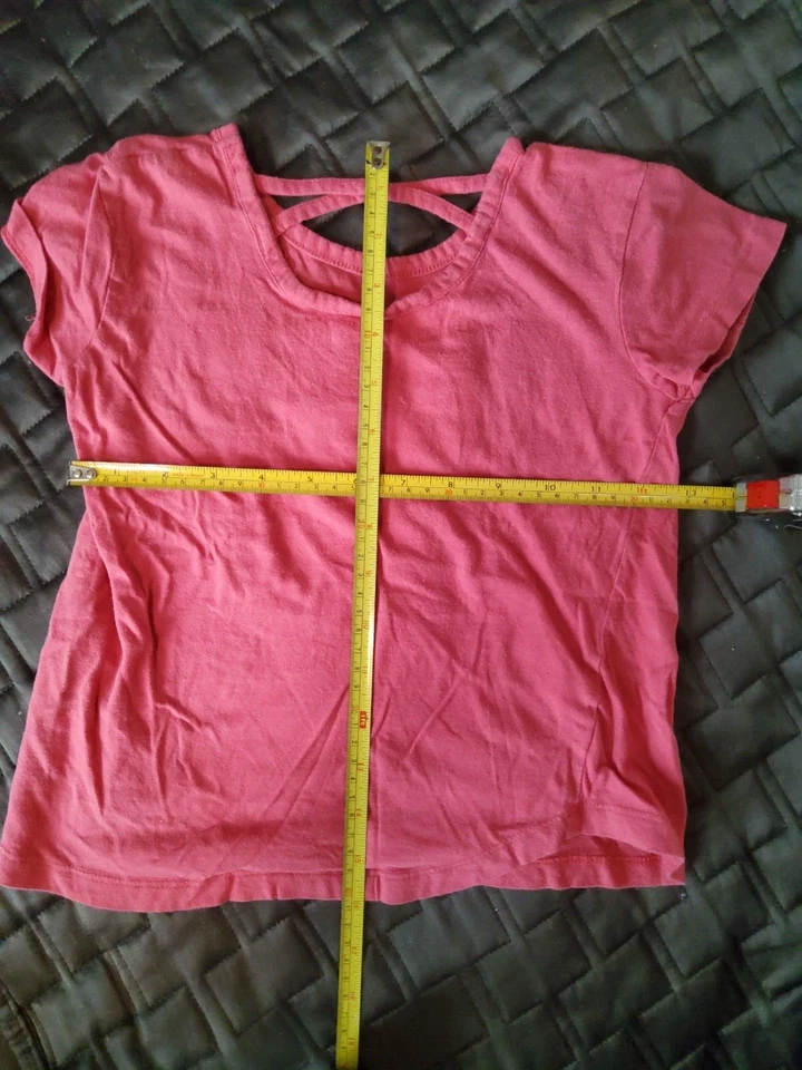 DKNY Girls T-shirt Pink Silver Gold Sequin Logo Cross Back S 7 - Image 4 of 4